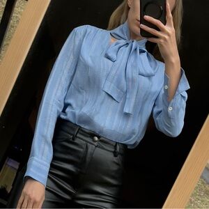 Altuzarra , 100%silk, size:S Light Blue Tie-Neck Blouse - Women's Top